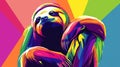 Vibrant Sloth in Pop Art Style Royalty Free Stock Photo