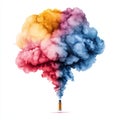 Vibrant smoke cloud in multiple colors emerging from a base creating an artistic and dynamic visual effect Royalty Free Stock Photo