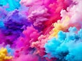 Vibrant Smoke Clouds: Multicolored Paint Explosion Banner for Webpages.