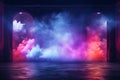 Vibrant smoke effect neon abstract background and Colorful fog waves of neon swirling background