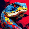 Vibrant Snake Painting In Martin Ansin\'s Pop Art Style