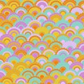 Vibrant snake skin scales squama background, vector seamless fabric pattern, tiled textile print.
