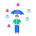 A flat style illustration showing bug prevention Royalty Free Stock Photo