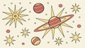 Vibrant Solar System: Planets and Stars in Cosmic Harmony, vector design Generative AI Royalty Free Stock Photo