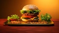 Vibrant Solarized Veggie Burger On Plate - High-key Lighting