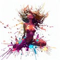 Vibrant Soundscapes: Girl Music Splash in Vector on White,Generative AI Royalty Free Stock Photo