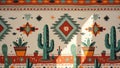 Vibrant southwestern cactus pattern with geometric design Royalty Free Stock Photo