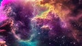 A vibrant space with a multitude of colorful stars and swirling clouds, Space nebula in dreamy pastel colors