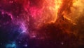 A vibrant space scene with a multitude of stars and swirling clouds, Intense spectrum of colors in a distant nebula cloud