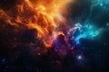 A vibrant space scene showing a multitude of stars scattered across a colorful backdrop of clouds, An ethereal nebula designed Royalty Free Stock Photo