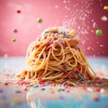 Vibrant Spaghetti With Sprinkles: A High-energy Candycore Contest Winner