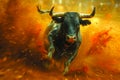 Vibrant Spanish Spectacle: Bull in Motion.