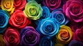 Vibrant Spectrum: Colorful Roses In Cosmic 3d Minimalism