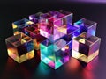 Vibrant Spectrum Reflections on Glass Cubes Royalty Free Stock Photo