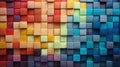 Vibrant Spectrum of Stacked Wooden Blocks AI Generated