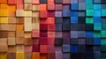 Vibrant Spectrum of Stacked Wooden Blocks AI Generated