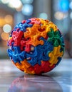 Vibrant Spherical Puzzle Symbolizing Connection Royalty Free Stock Photo
