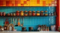 Vibrant Spice Rack in Colorful Modern Kitchen