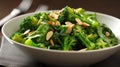 Vibrant Spinach and Broccoli Salad, Fresh Greens with Nutritious Combination and Zesty Dressing