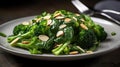 Vibrant Spinach and Broccoli Salad, Fresh Greens with Nutritious Combination and Zesty Dressing