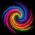 A vibrant spiral composed of dynamic, colored rectangles against a black backdrop. Royalty Free Stock Photo