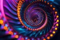 A vibrant spiral of lights is captured in this image, showcasing its mesmerizing colors and patterns, Hypnotic spirals in a fusion