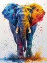 Vibrant splash art of a majestic elephant.