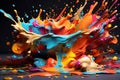 Vibrant Splatter: Colorful Liquid Colors in HD Wallpaper Royalty Free Stock Photo