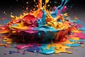 Vibrant Splatter: Colorful Liquid Colors in HD Wallpaper Royalty Free Stock Photo