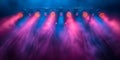 Vibrant spotlights create an abstract concert lighting backdrop full of illumination. Concept Royalty Free Stock Photo