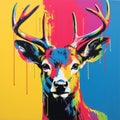 Vibrant Spray Painted Deer Poster