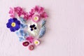 Vibrant Spring Flower Blossoms, Heart Shape, Copy Space