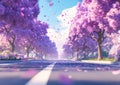 Cherry Blossom Road Royalty Free Stock Photo