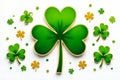 A Festive St Patricks Day Clover Design Featuring Intricate Gold Accents for a CelebrationReady Background or