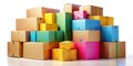 Vibrant Stack of Cardboard Boxes An Abstract Still Life Study in Bold Color and Texture Captured with Studio Royalty Free Stock Photo