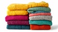 Vibrant Stack of Colorful Clothes on White Background Royalty Free Stock Photo
