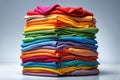 Vibrant Stack of Folded Clothes Isolated on Transparent Background for Fashion Design Ecommerce and Website Use Royalty Free Stock Photo