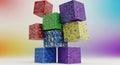 Colorful patterned gift boxes isolated on transparent background Royalty Free Stock Photo