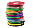 Vibrant stack of multicolored compact discs for digital data storage and media Royalty Free Stock Photo