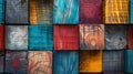 Vibrant Stack of Wooden Blocks - Wide Format Hand-Edited Generative Image