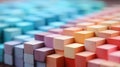 Vibrant Stacked Wooden Blocks with Depth of Field AI Generated