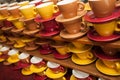 Vibrant Stacks of Coffee Cups: A Palette of Morning Delight