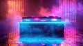 Vibrant Stage with Neon Lighting and Fog Effects in Club Setting Royalty Free Stock Photo