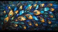 Blue green tone peacock feather mosaic Royalty Free Stock Photo
