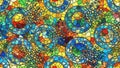 Vibrant Stained Glass Mosaic Seamless Pattern with Shattered Circles Royalty Free Stock Photo