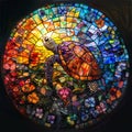 Vibrant Stained Glass Turtle. Colorful Stained Glass Sea Turtle