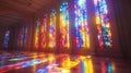 Vibrant stained glass windows casting colorful reflections on the floor Royalty Free Stock Photo