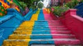 Vibrant Stairs Leading to Building Royalty Free Stock Photo