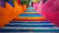 Vibrant Stairs Leading to Building Royalty Free Stock Photo