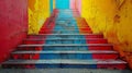 Vibrant Stairs Leading to Building Royalty Free Stock Photo
